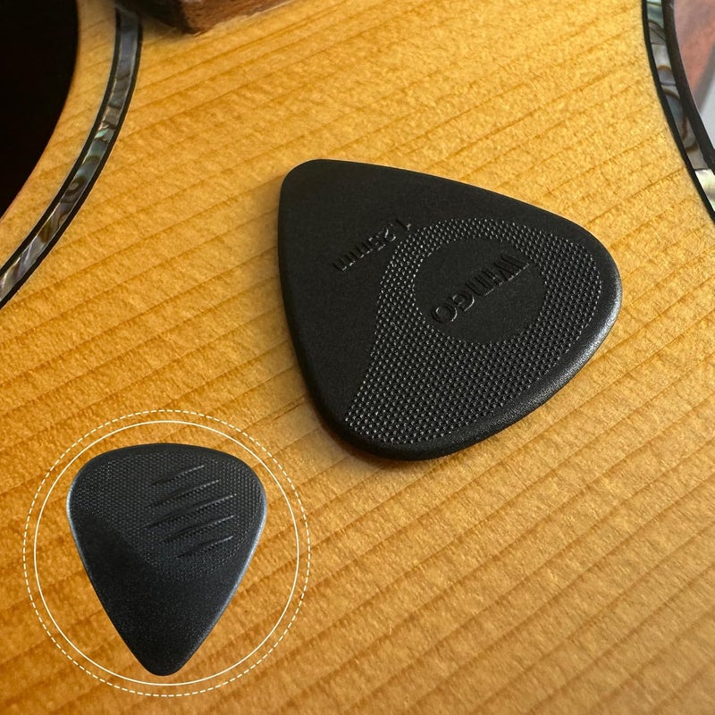 Wingo أوتار جيتار مع نقش مضغوط، أوتار غير قابلة للانزلاق 5 عبوات (073، 088، 1.0، 1.25، 1.5 مم) للجيتارات الصوتية والكهربائية - لون أسود. - Image 5